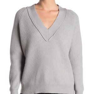 FRNCH V-Neck Rib Knit Pullover Sweater